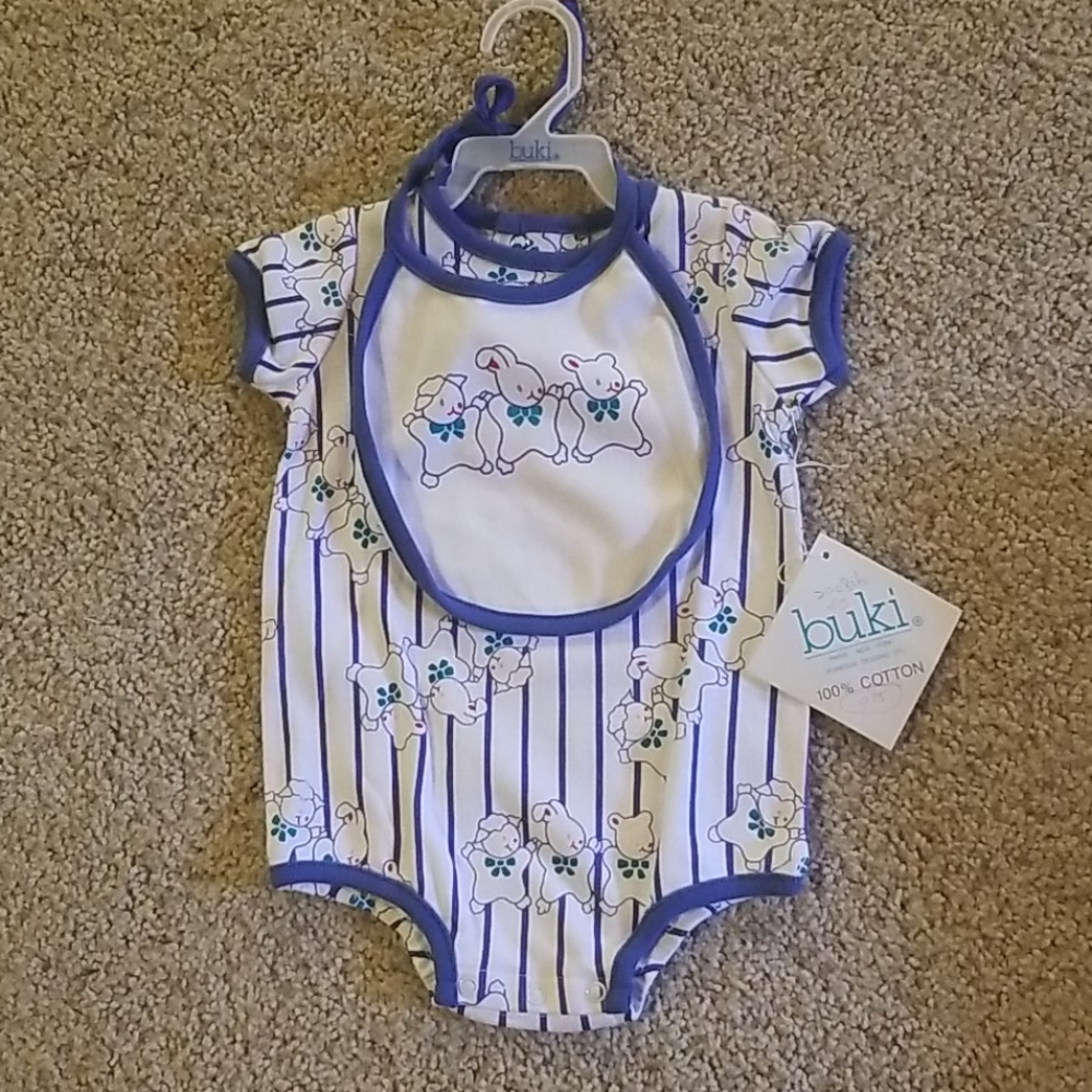 3-6 mo Romper with matching bib